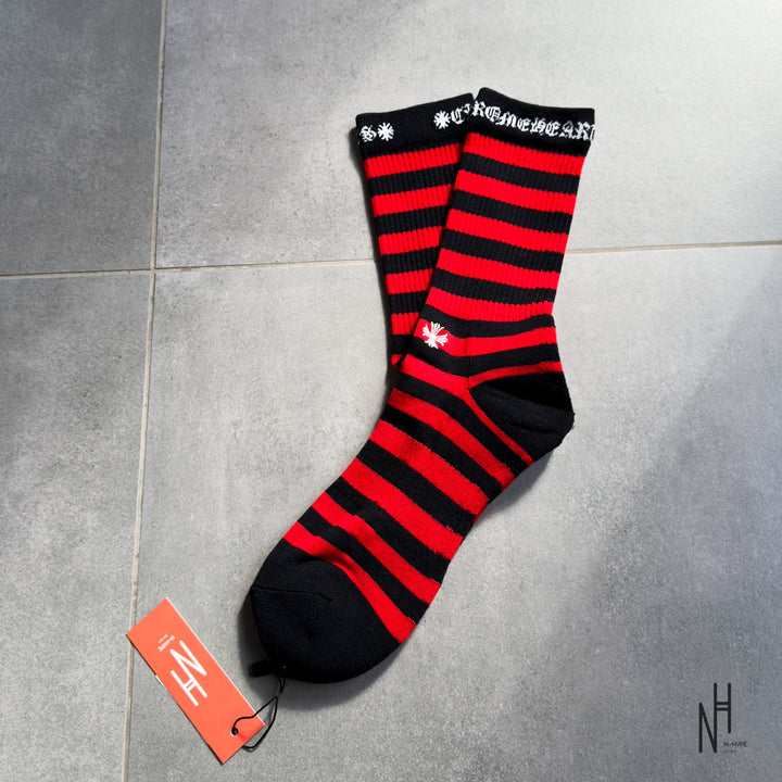 Chrome Hearts Stripe Socks Red/Black N-Hype streetwear sklep online.