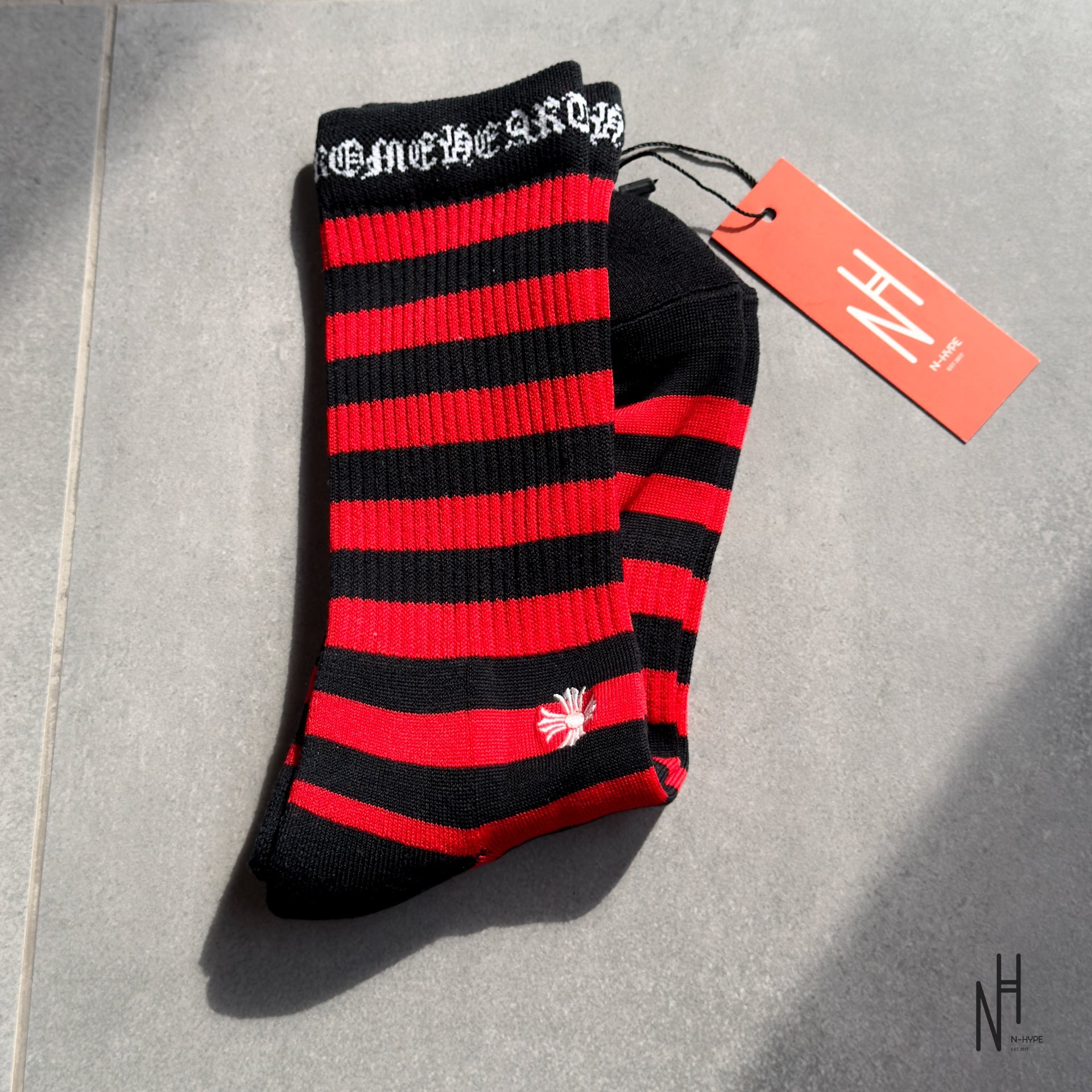 Chrome Hearts Stripe Socks Red/Black | N-Hype