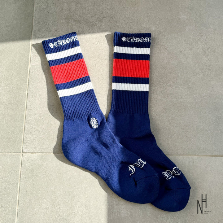 Chrome Hearts Stripe Socks Red/White/Navy skarpetki N-Hype.