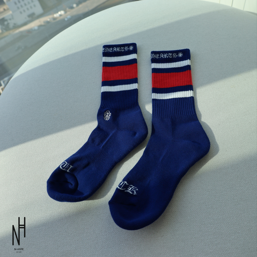 Chrome Hearts Stripe Socks czerwono-białe granatowe N-Hype streetwear sklep