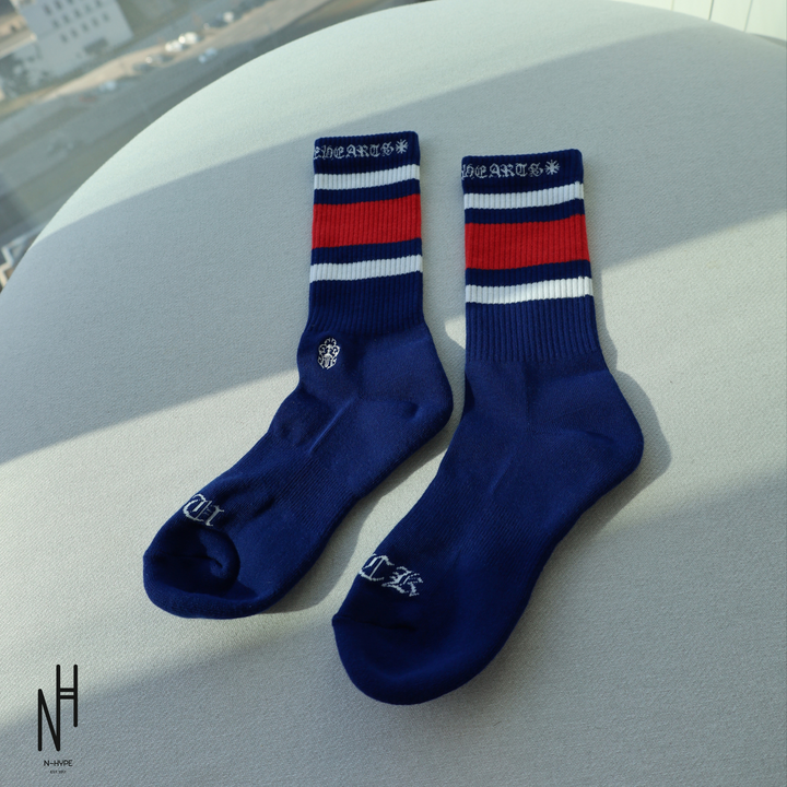 Chrome Hearts Stripe Socks czerwono-białe granatowe N-Hype streetwear sklep