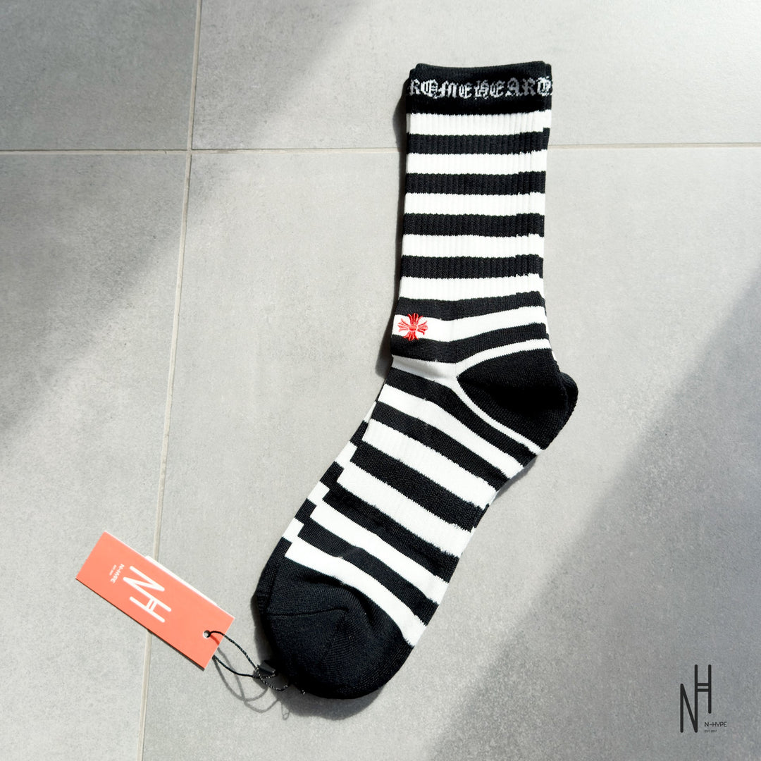 Chrome Hearts Stripe Socks White/Black N-Hype streetwear sklep online.