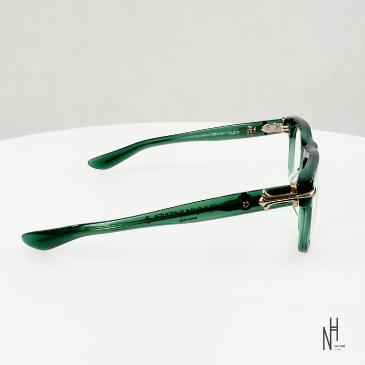 Chrome Hearts Sunglasses zielone z srebrnymi detalami N-Hype.