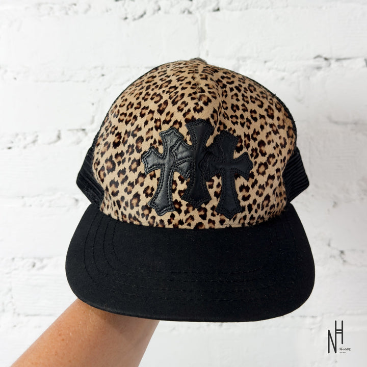 Chrome Hearts Triple Cross Patch Leopard Trucker Hat 'Multicolor' z logo N-Hype