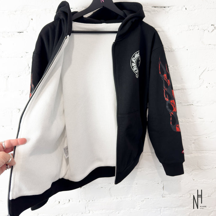 Chrome Hearts Zip Hoodie Black Red Print Sex Records N-Hype sweatshirt.