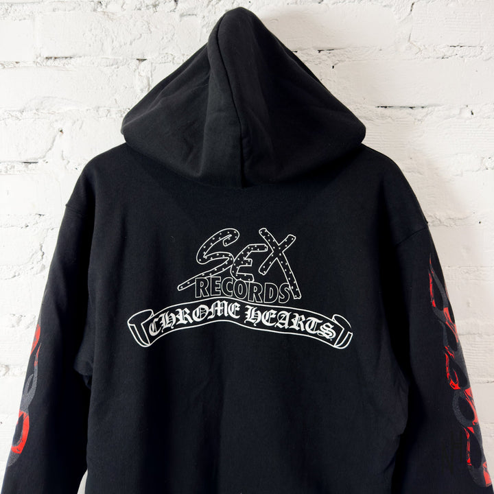 Chrome Hearts Zip Hoodie Black Red Print Sex Records N-Hype streetwear hoodie.