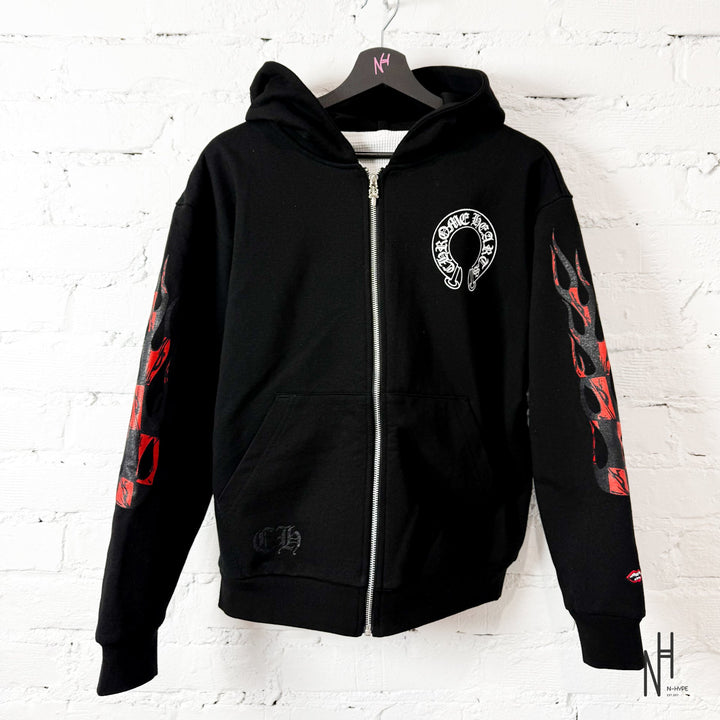 Chrome Hearts Zip Hoodie Black Red Print Sex Records koszulka N-Hype