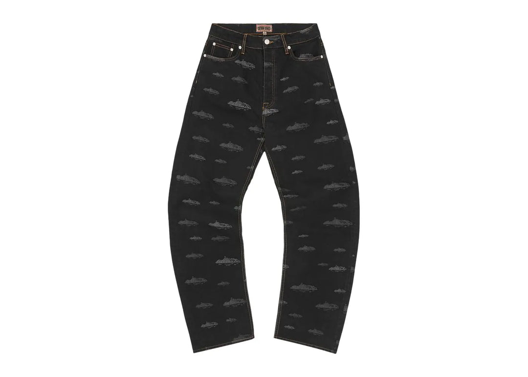Corteiz Alcatraz Pattern Denim Jeans Black męskie N-Hype