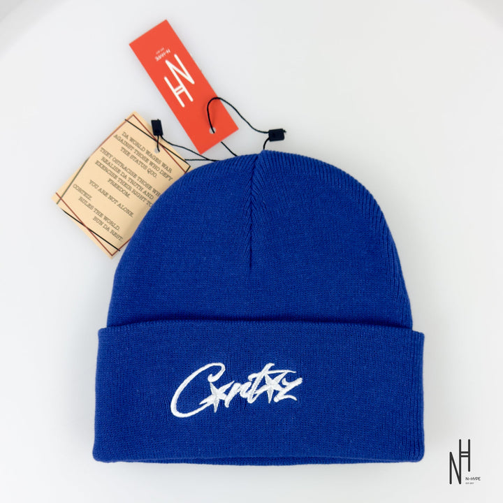 Corteiz Allstarz Folded Beanie Blue N-Hype streetwear hat outdoor fashion brand