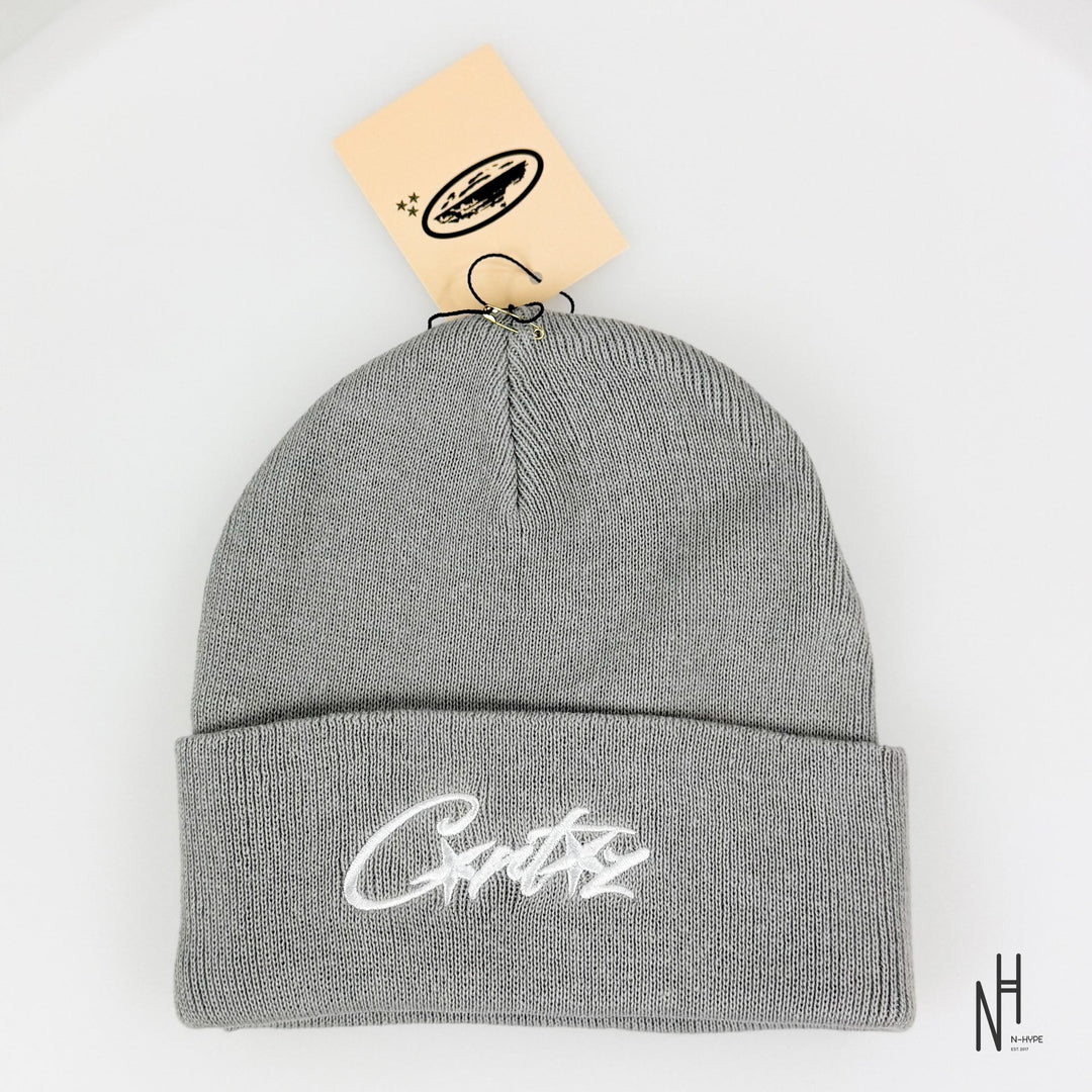 Corteiz Allstarz Folded Beanie Grey N-Hype streetwear beanie hat casual fashion trend.