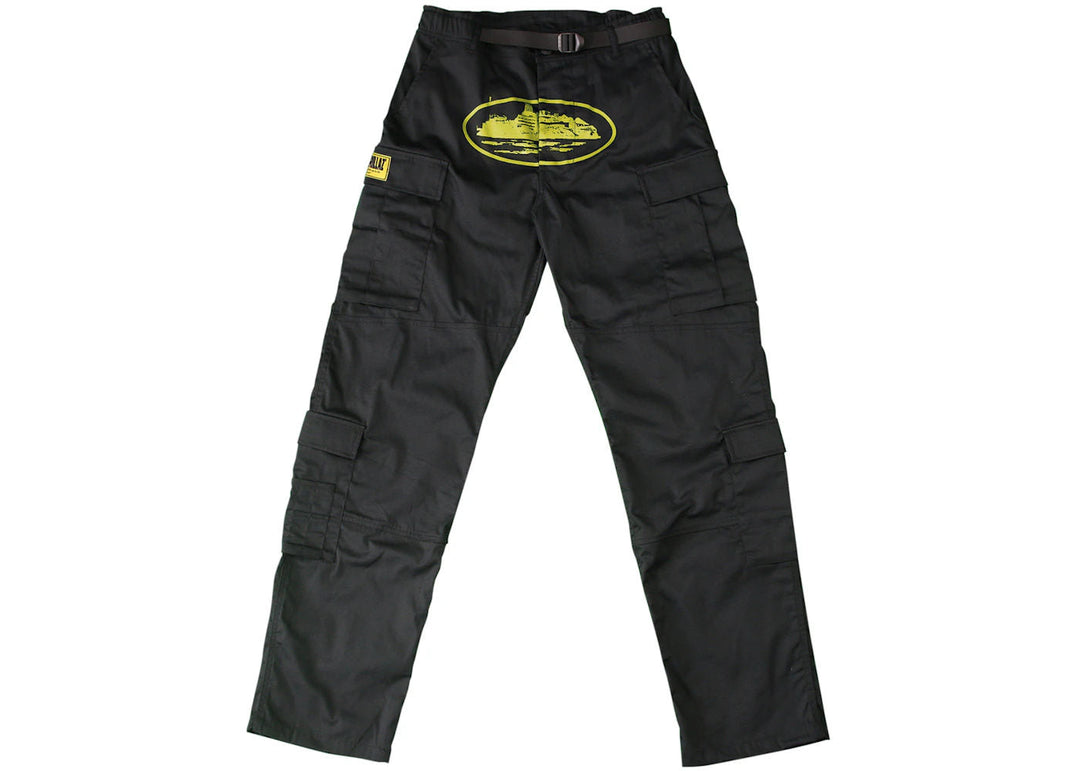 Corteiz Yella Guerillaz Cargos Black/Yellow N-Hype streetwear cargo pants.