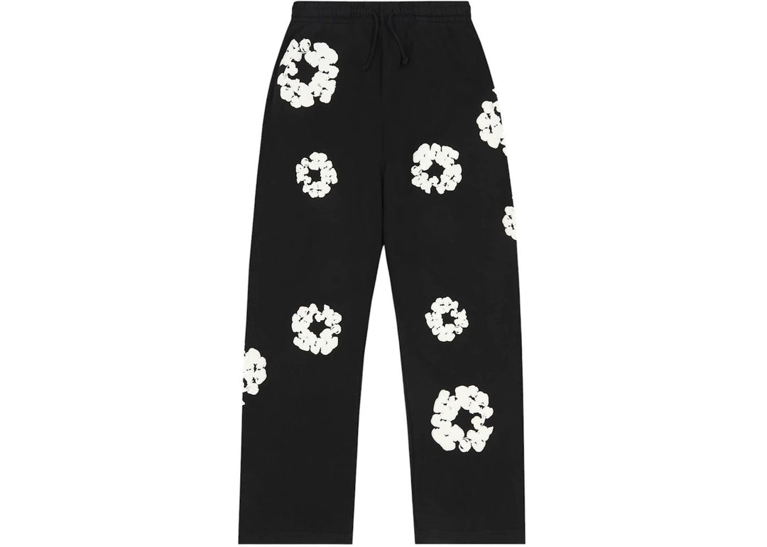 Denim Tears Cotton Wreath Baggy Sweatpants Black N-Hype streetwear pants