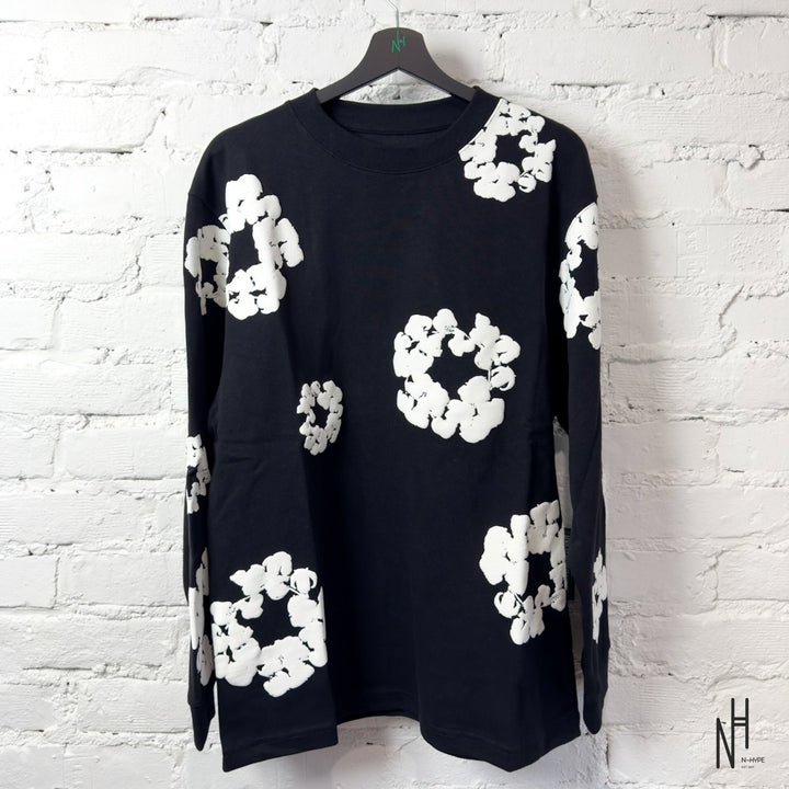 Denim Tears Long Sleeve Cotton Wreath T-shirt Black N-Hype Koszulka manga długa bawełna z koroną w kolorze czarnym
