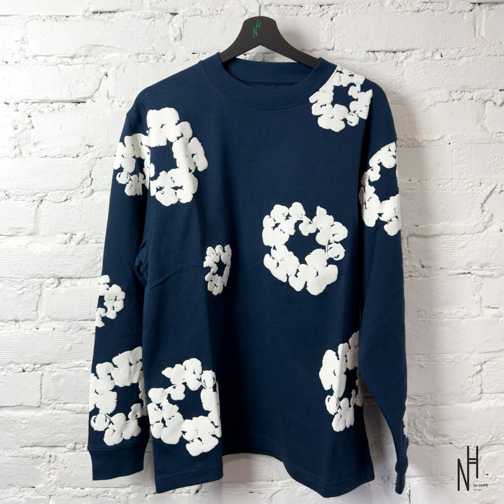 Denim Tears Long Sleeve Cotton Wreath T-shirt Navy N-Hype koszulka męska denim z długim rękawem