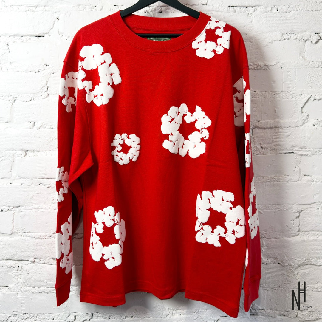 Denim Tears Long Sleeve Cotton Wreath T-shirt Red N-Hype koszulka czerwona