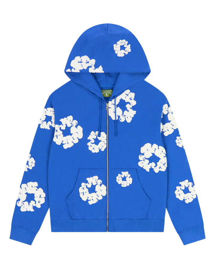 Denim Tears The Cotton Wreath Zip Hoodie Royal Blue N-Hype streetwear hoodie.