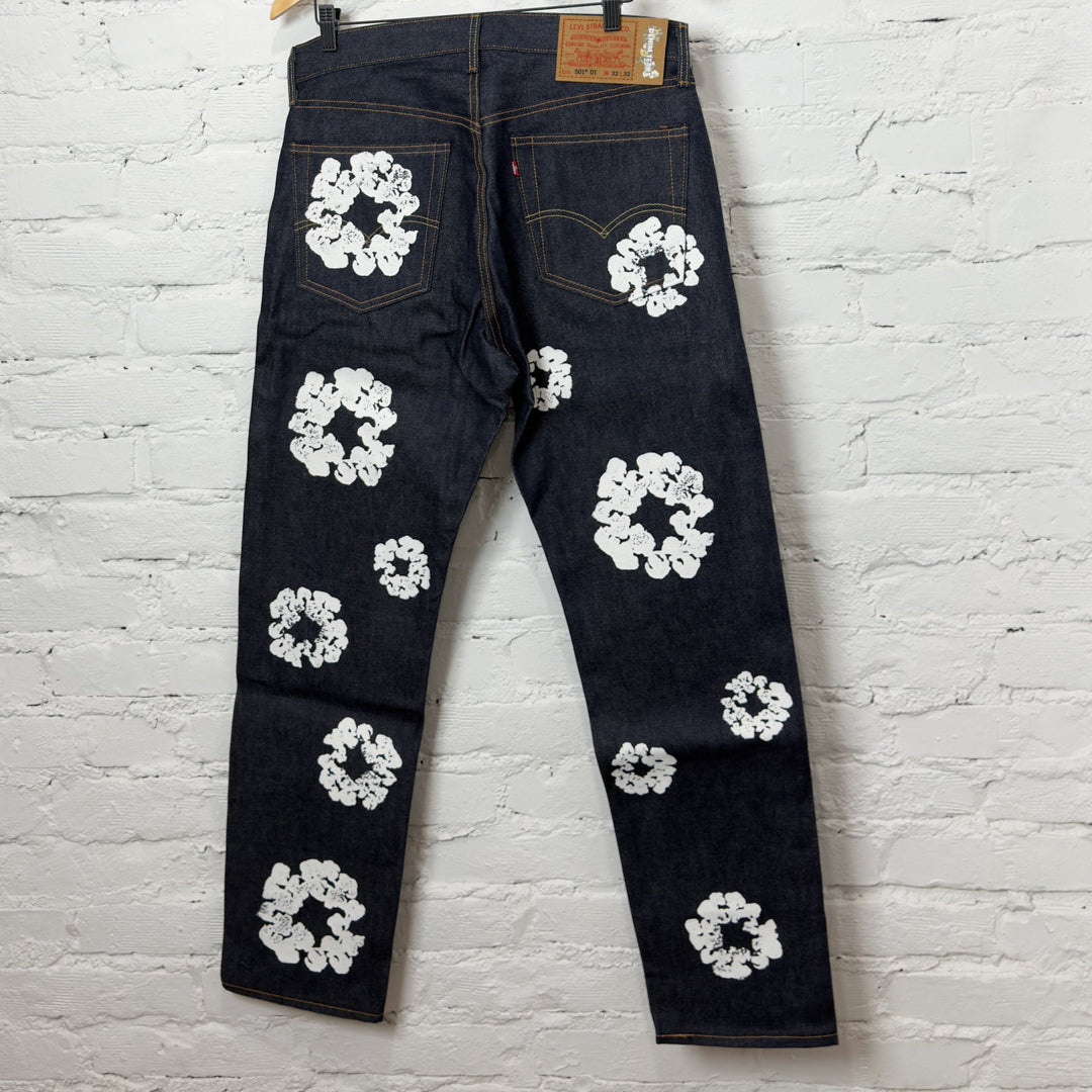 Denim Tears x Levi’s Cotton Wreath Jean Dark Wash N-Hype streetwear jeans.