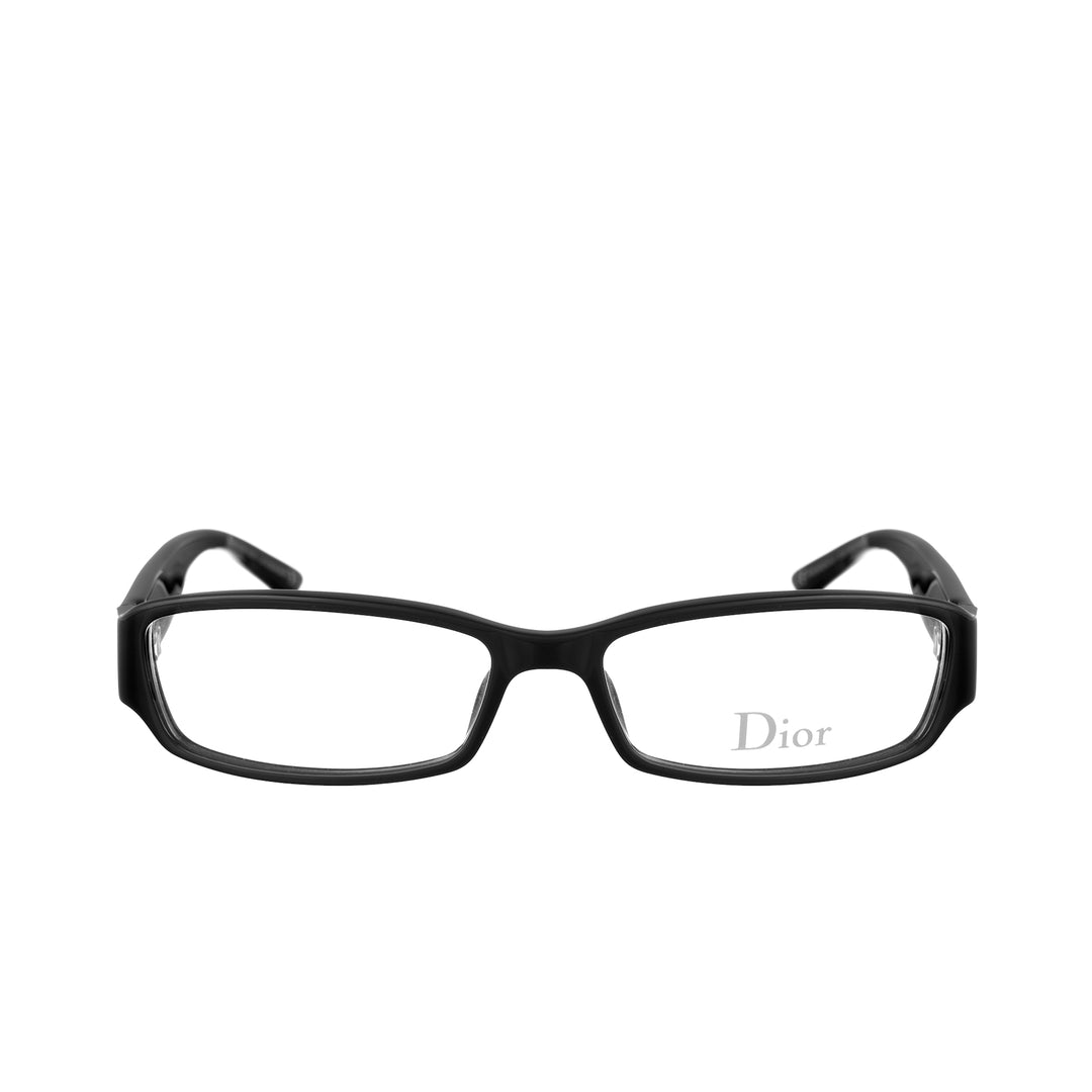 Dior 00s Black Classic czarne plastikowe oprawki z dużym srebrnym logo