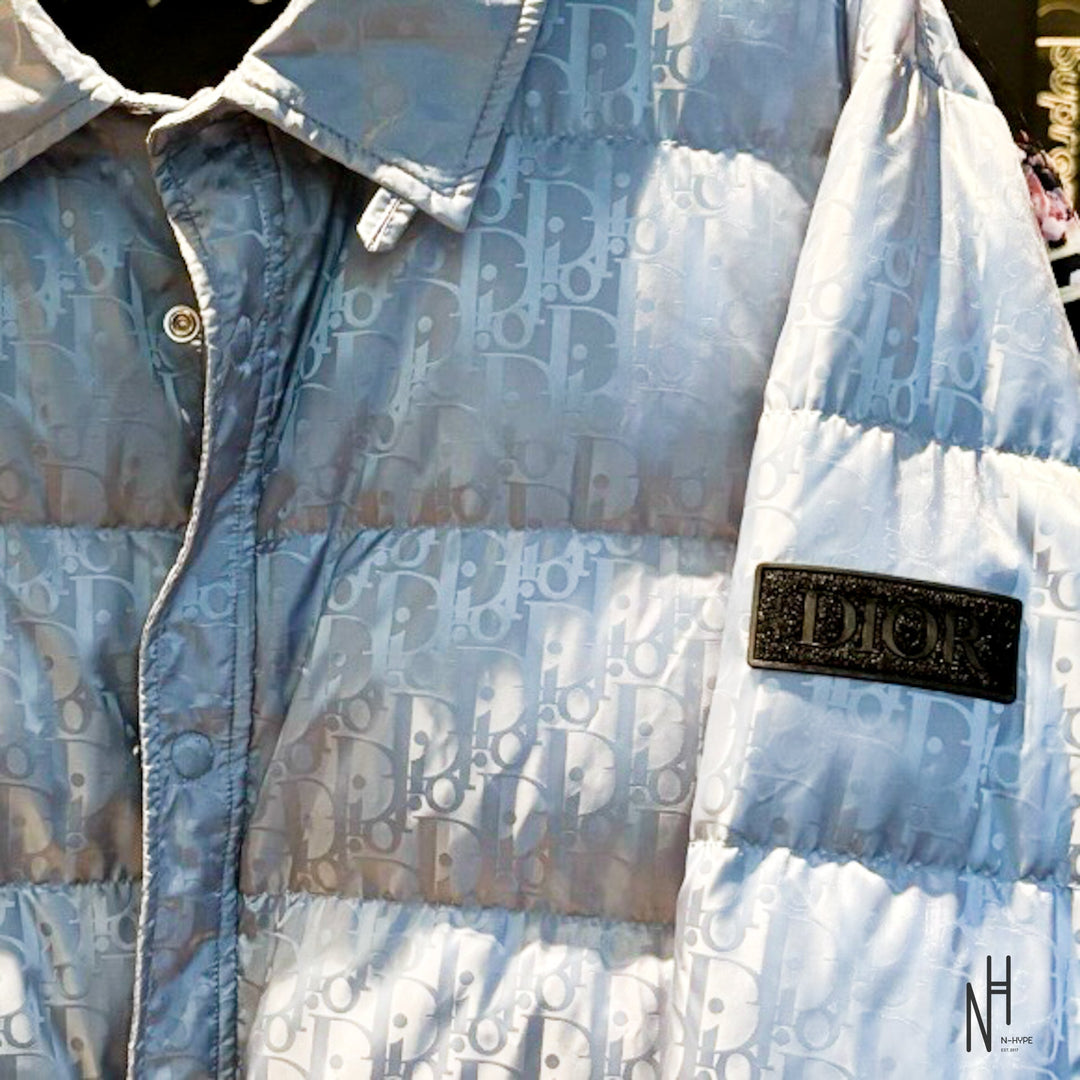 DIOR Oblique Quilted Jacket Light Blue N-Hype streetwear jacket men's fashion