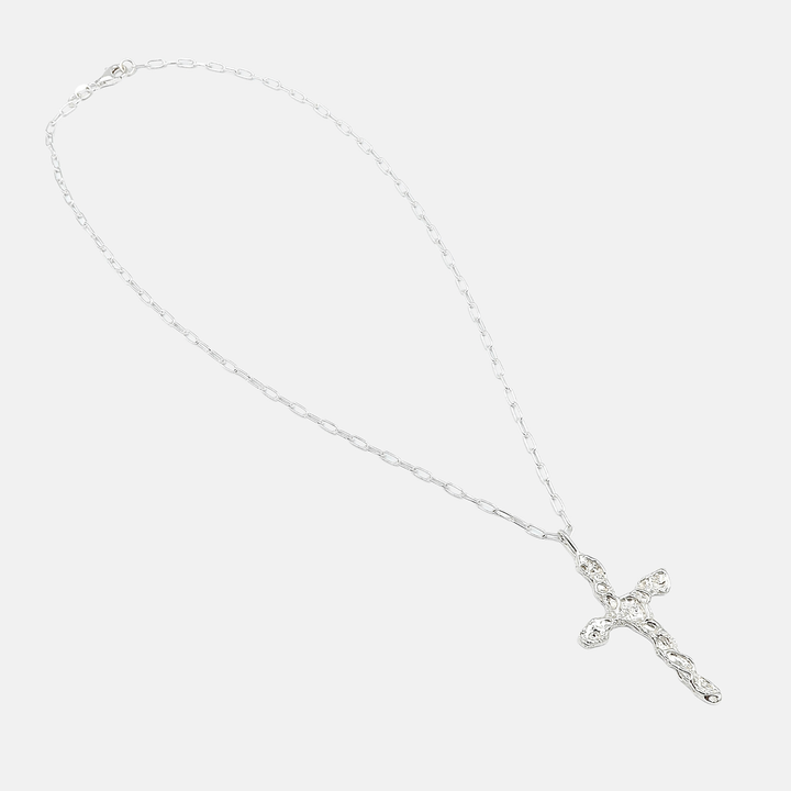 Dwa Głosy Molten Cross Necklace srebrny unisex N-Hype