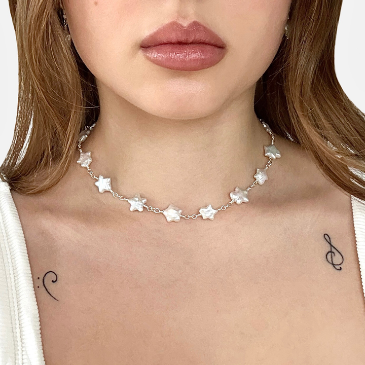 Dwa Głosy Star Pearl Choker perłowy naszyjnik streetwearowy N-Hype.