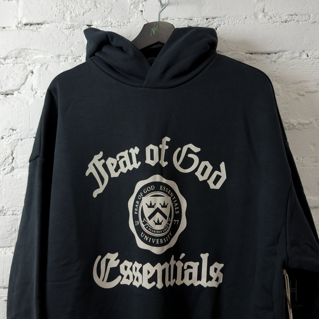 Fear of God Essentials Heavy Fleece Vintage Shrunken Hoodie Black - zdjęcie 2 - N-Hype