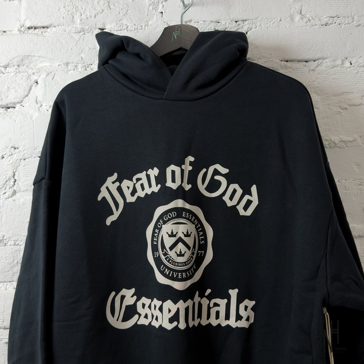 Fear of God Essentials Heavy Fleece Vintage Shrunken Hoodie Black - zdjęcie 2 - N-Hype