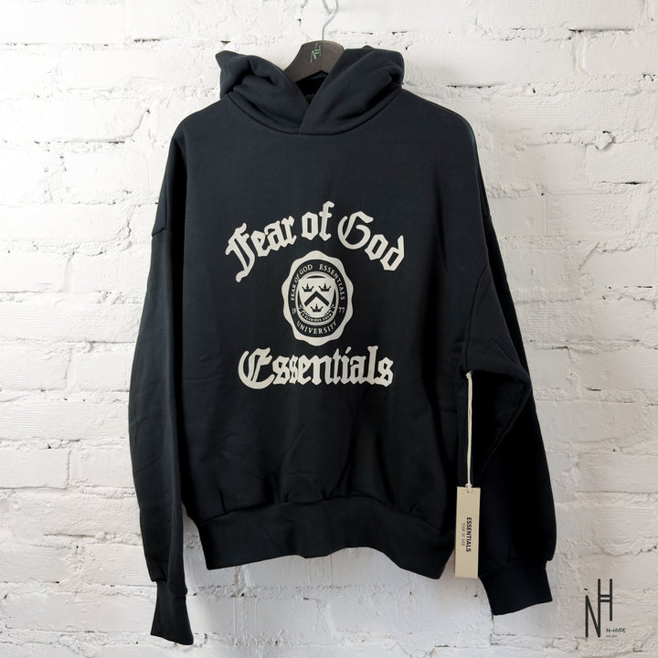 Fear of God Essentials Heavy Fleece Vintage Shrunken Hoodie Black - N-Hype