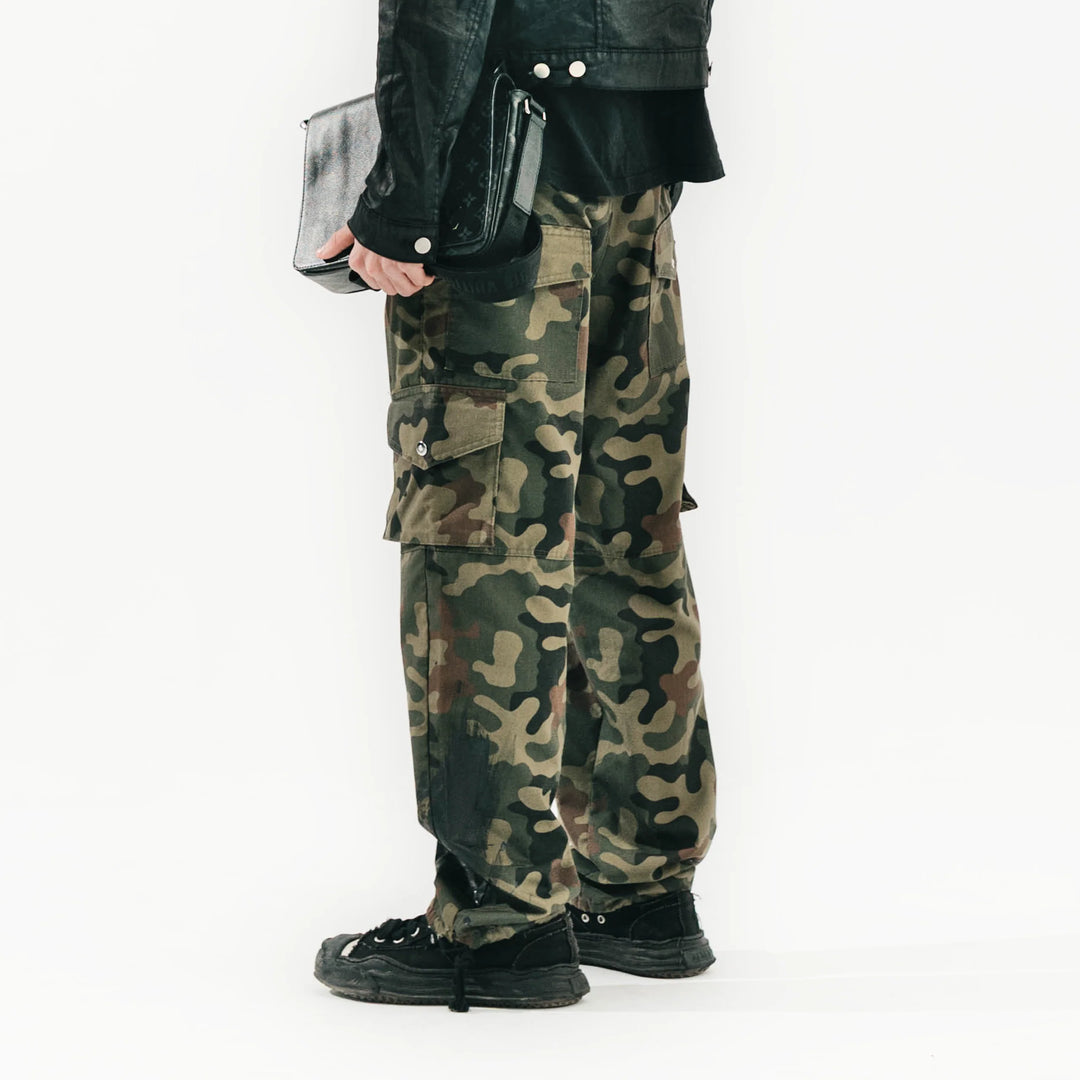 FVCKTHISBRAND DARK CAMO CARGO PANTS męskie N-Hype camouflage streetwear spodnie.