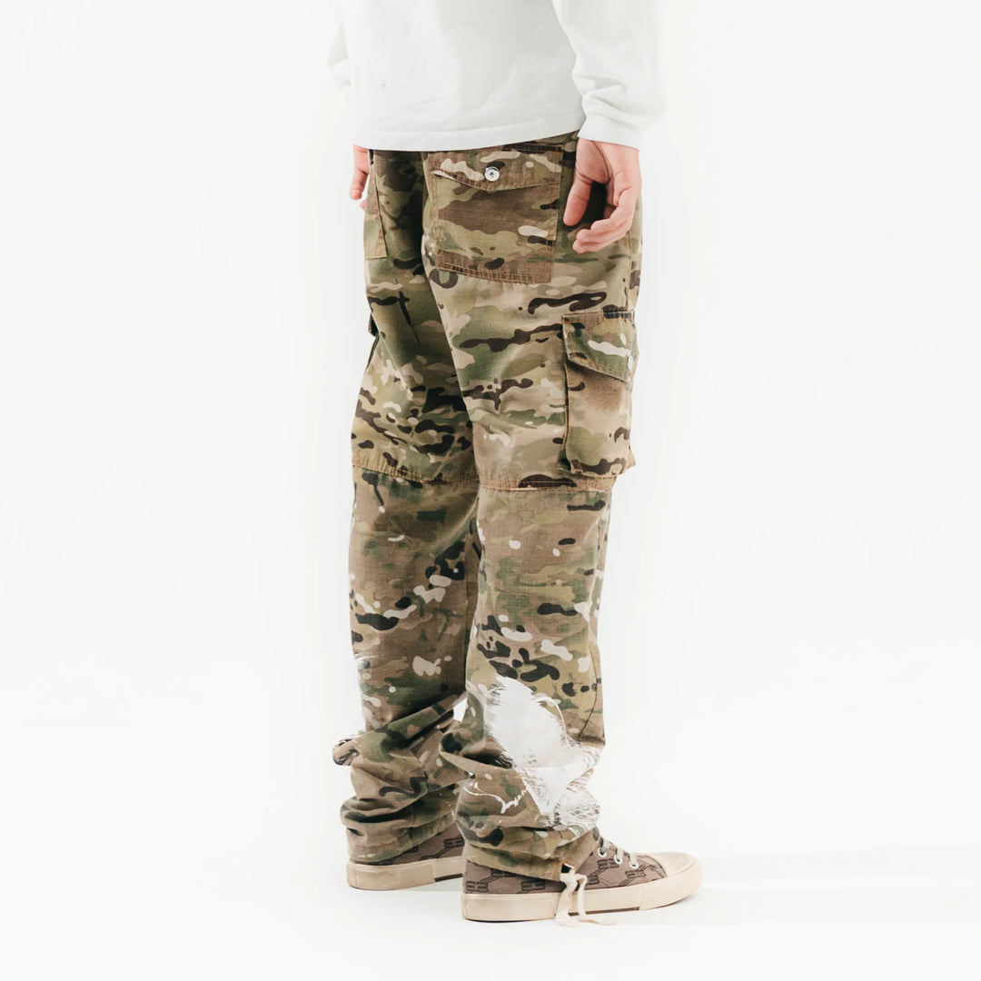 FVCKTHISBRAND DOUBLE CAMO CARGO PANTS zielone N-Hype
