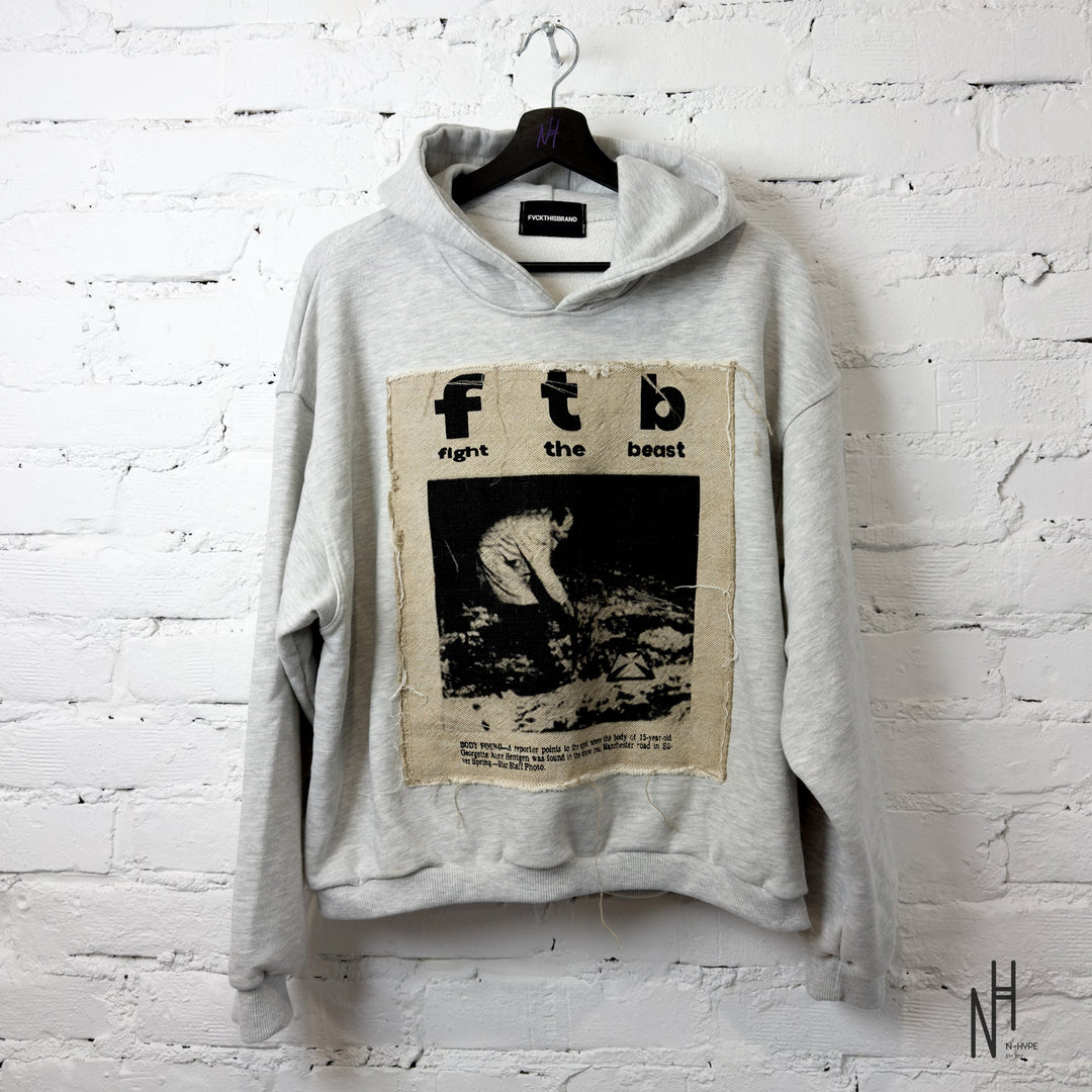 FVCKTHISBRAND Fight The Beast Hoodie Grey front view
