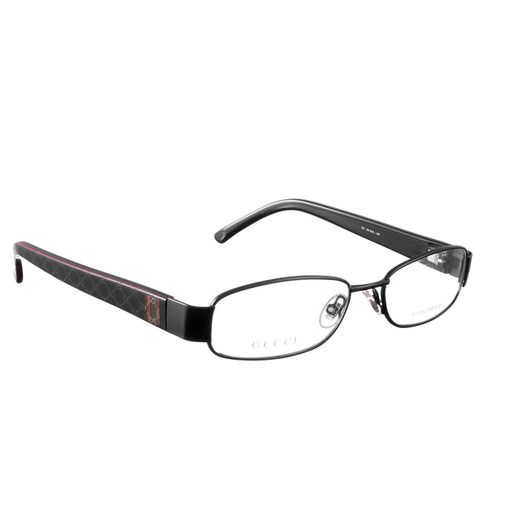 Gucci 00s Thin Black czarne cienkie okulary z monogramem profil