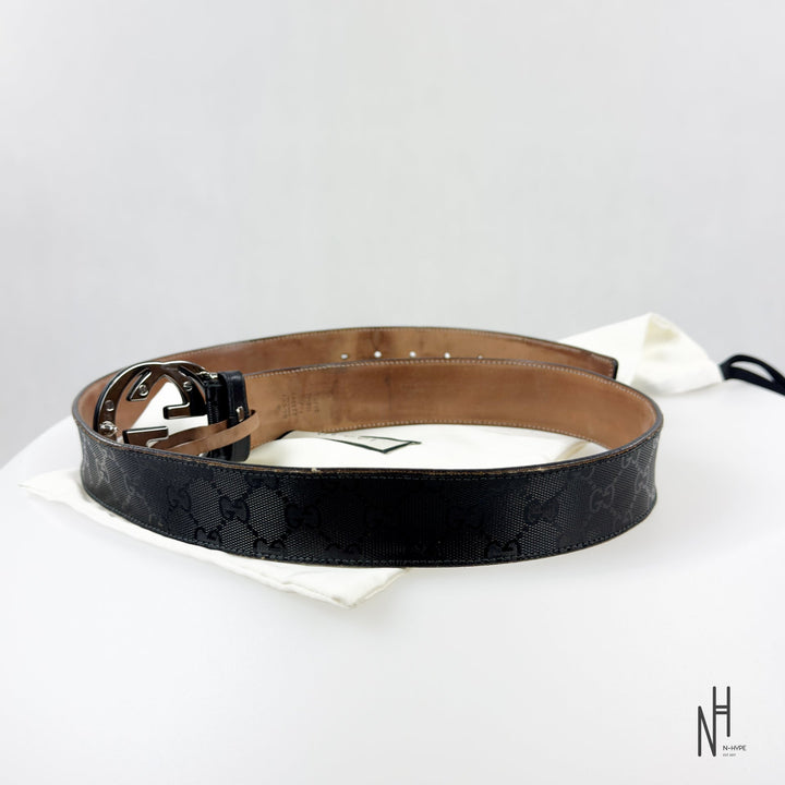 Gucci Belt GG Imprime Interlocking G Black Buckle N-Hype