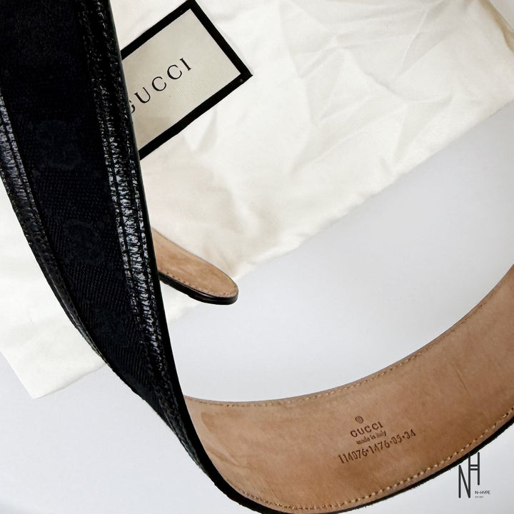 Gucci Jacquard Black Belt pasuje do stylu streetwear w N-Hype