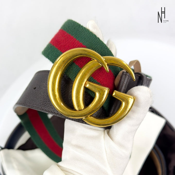 Gucci Marmont Buckle Belt czarny skórzany N-Hype