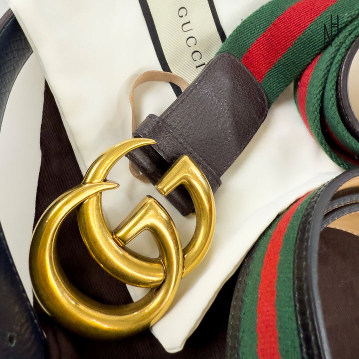 Gucci Marmont Buckle Belt czarny skórzany N-Hype