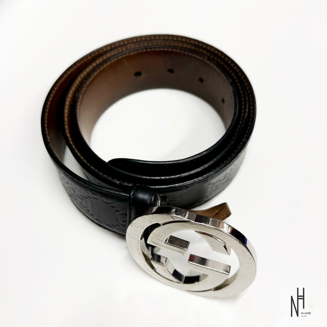 Gucci Monogram Leather Belt - zdjęcie 2 - N-Hype