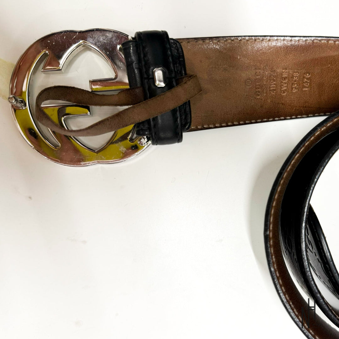 Gucci Monogram Leather Belt - zdjęcie 3 - N-Hype