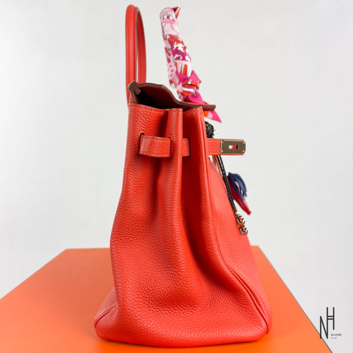 Hermès Birkin 35 Togo Capucine torebka czerwona N-Hype