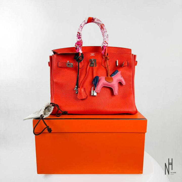 Hermès Birkin 35 Togo Capucine torebka kobieca skórzana czerwona N-Hype.