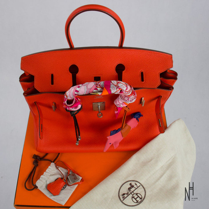 Hermès Birkin 35 Togo Capucine torebka damska czerwona N-Hype