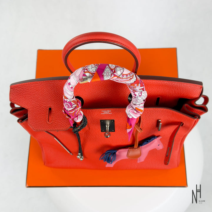 Hermès Birkin 35 Togo Capucine torebka damska czerwona N-Hype.