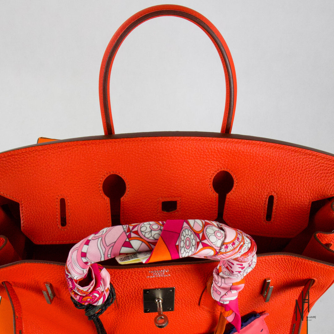 Hermès Birkin 35 Togo Capucine torebka damska czerwona luksusowa N-Hype.
