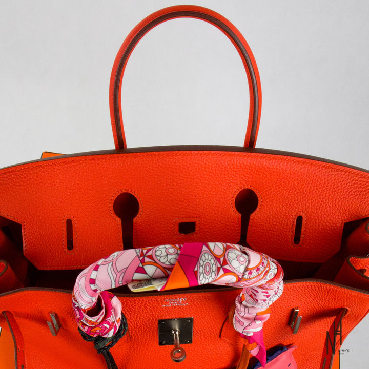 Hermès Birkin 35 Togo Capucine torebka damska czerwona luksusowa N-Hype.