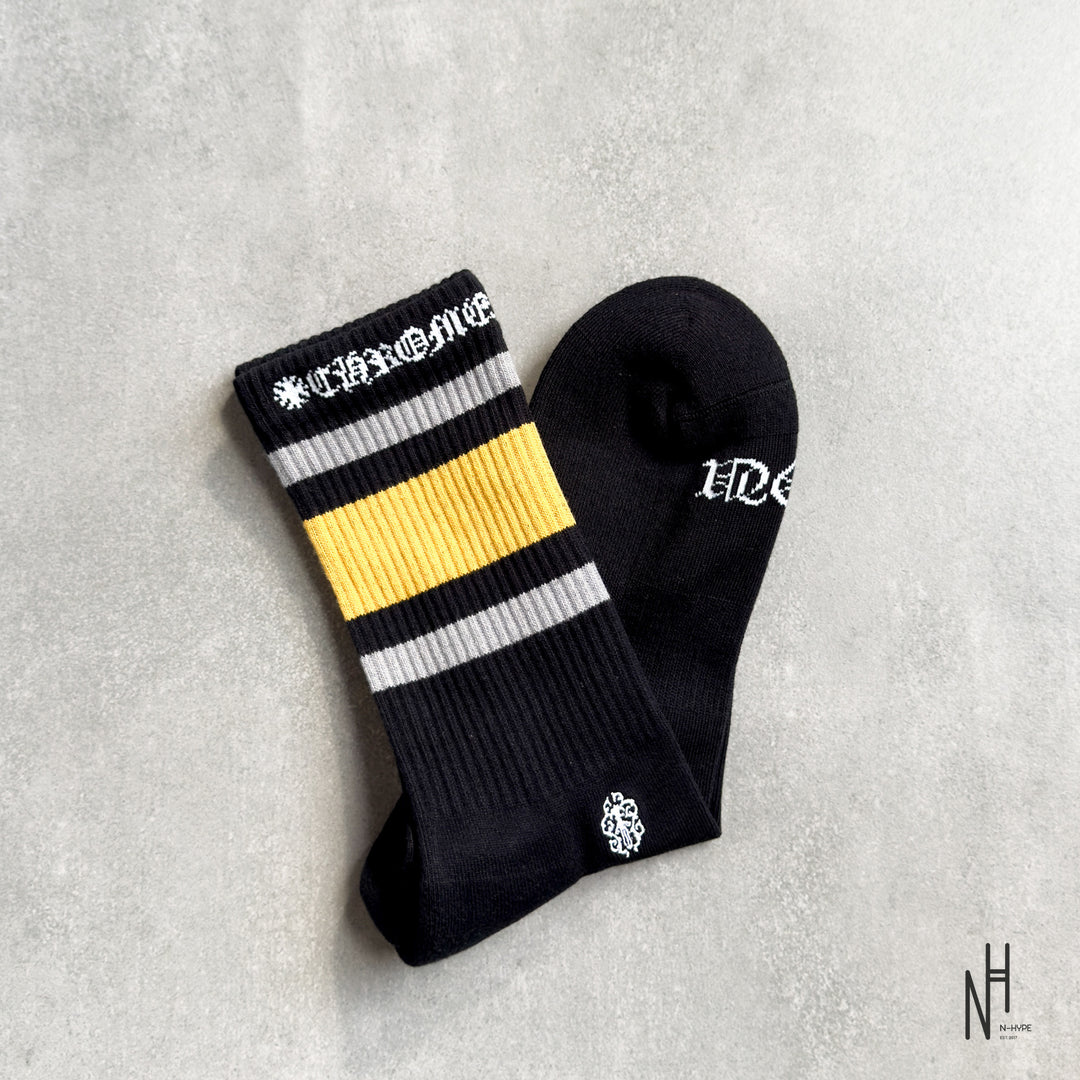 Chrome Hearts Stripe Socks Grey/Yellow/Black