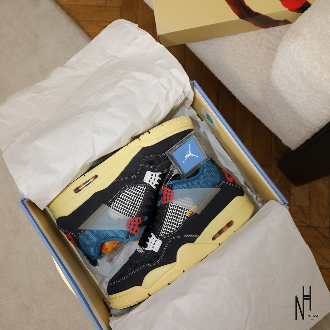 Jordan 4 Retro Union Off Noir sneakers męskie N-Hype, czarno-białe