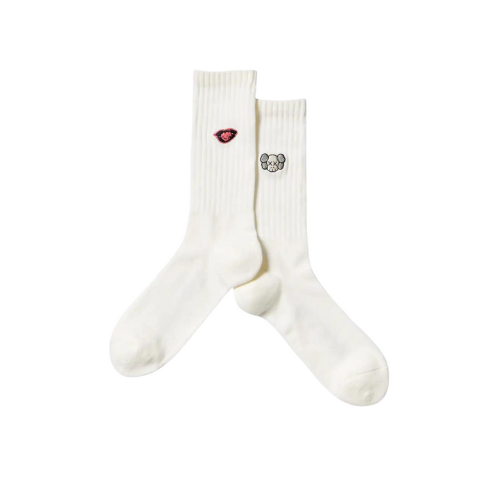 KAWS Uniqlo x Andy Warhol Skull and Bones Socks White