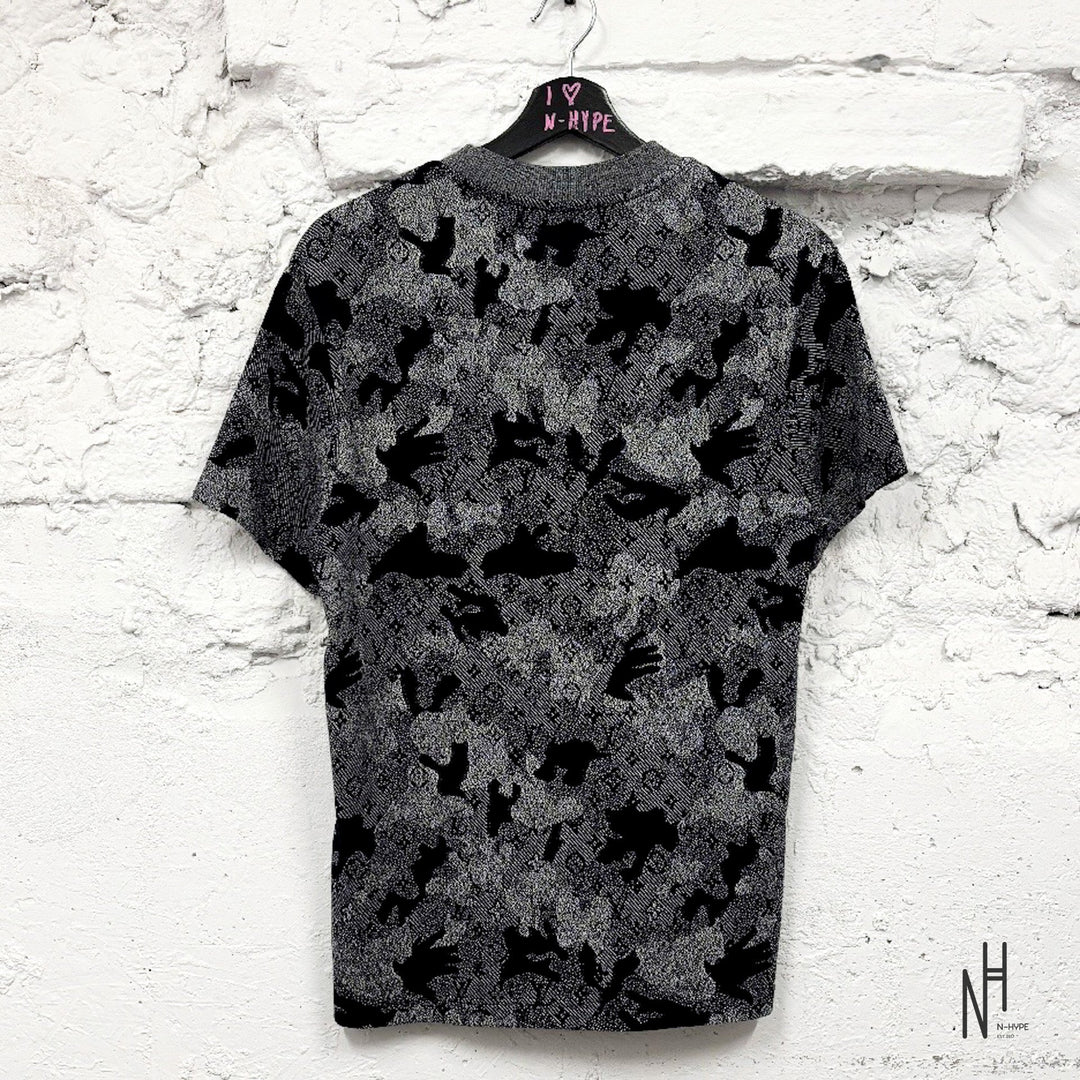 Louis Vuitton Camo Tshirt Grey N-Hype koszulka męska.