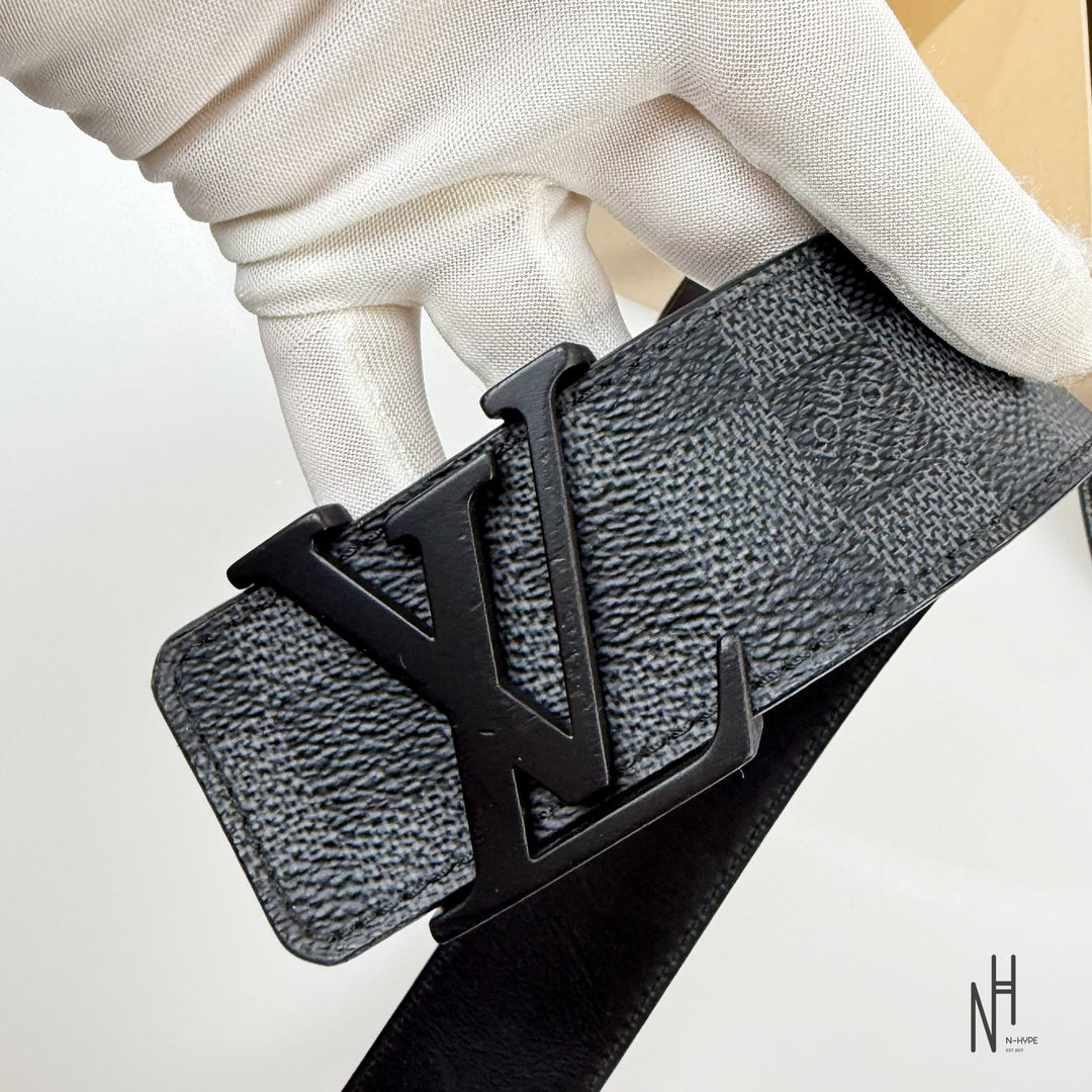 Louis Vuitton Damier Graphite Belt N-Hype pasy czarne z szarym wzorem.
