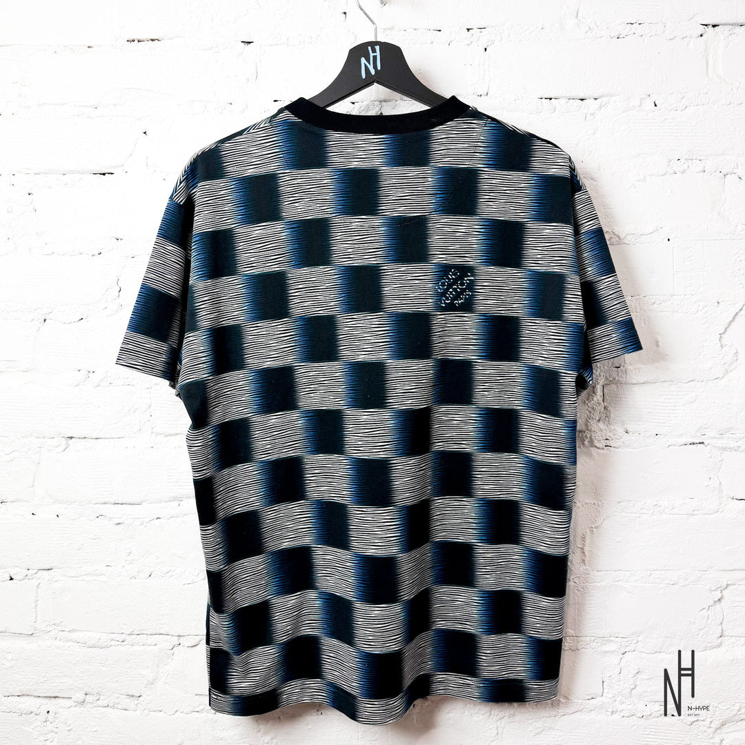 Louis Vuitton Electric Damier T-Shirt biało-niebieska męska N-Hype.